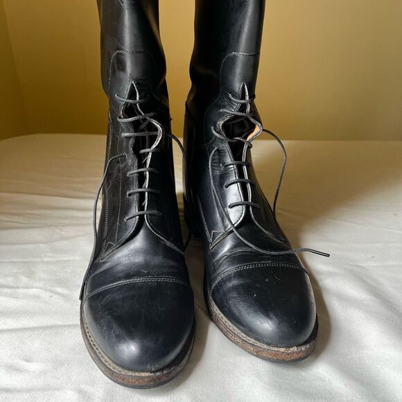 Tall Black Leather Riding Boots Size 7 by The Effingham Bond Boot Co Style 200L - Picture 6 of 12